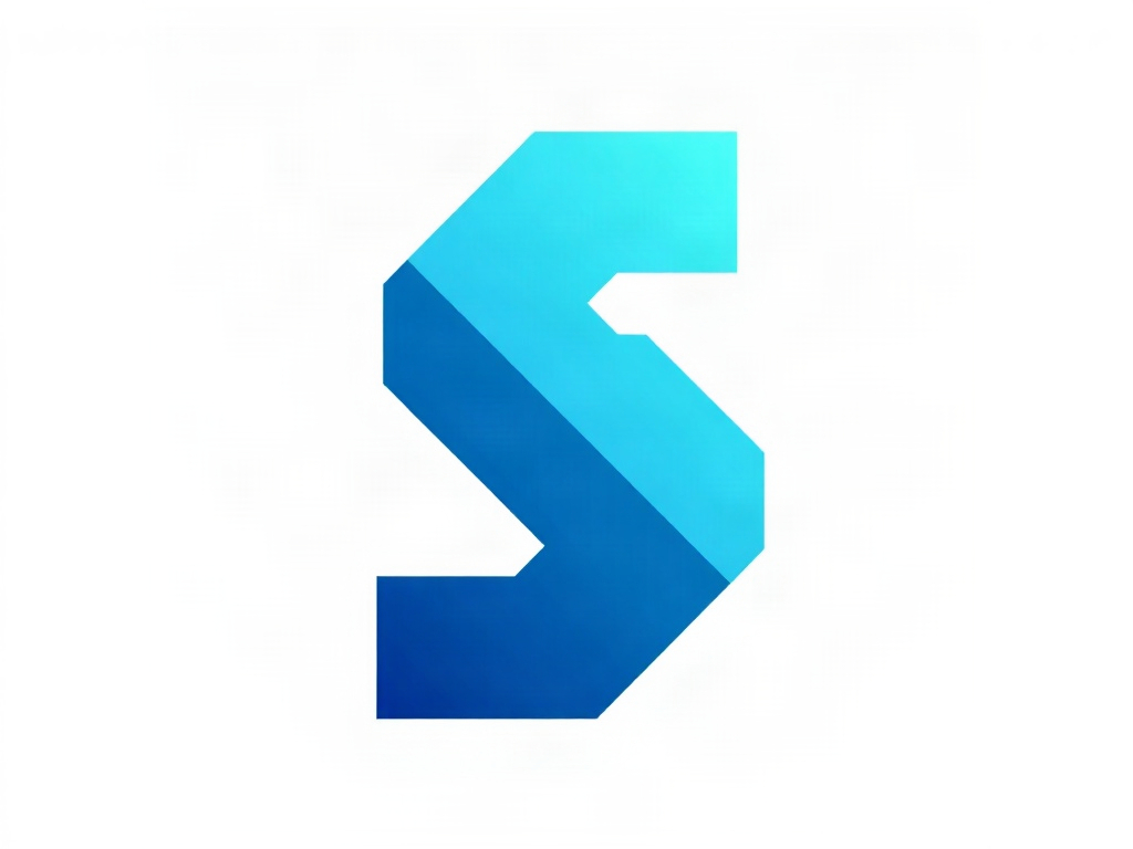A minimal and elegant logomark representing a forward-thinking company, abstract geometric 'S' shape, angular but smooth, gradient of blue and teal, on a white background, vector style, high contrast